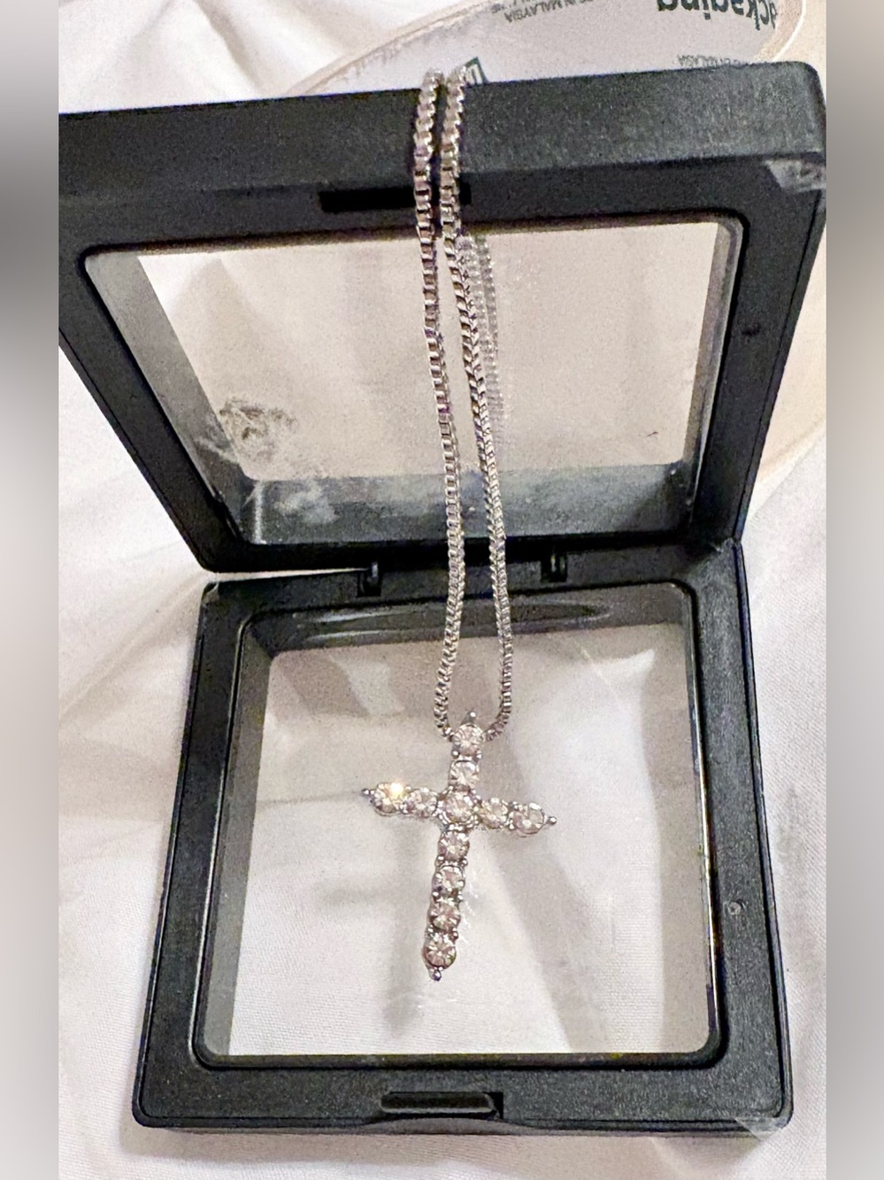 11 Carats Moissanite Cross Necklace 
D-F color VVS1 Clarity in gift box